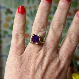 Mid-century modern 14 karat amethyst ring 6.75 size